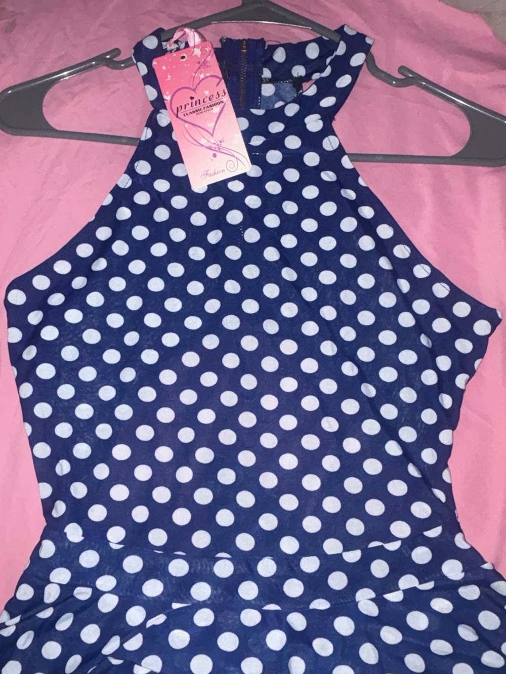 Prince Navy Blue Polka Dot Dress (Romper) with White Dots